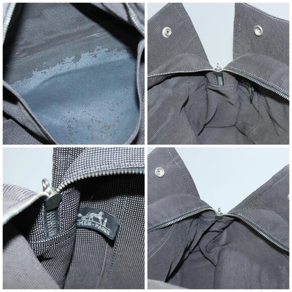 HERMES Her Line MM Hand Bag Canvas Gray Auth - Picture 14 of 15